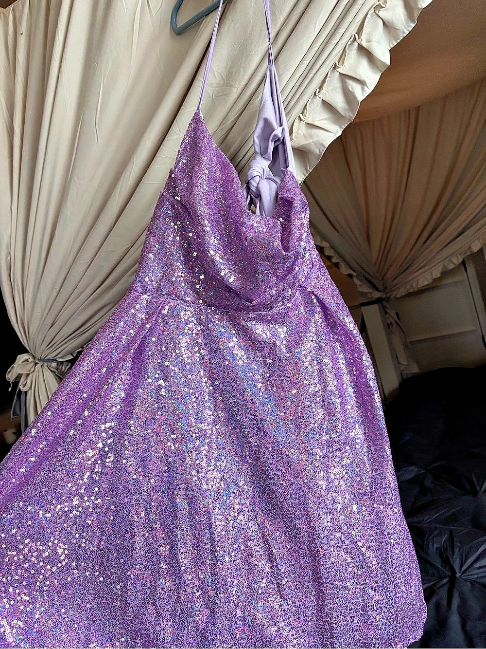 Princess Polly Fluorescents Halter Mini Dress Purple & Pink
